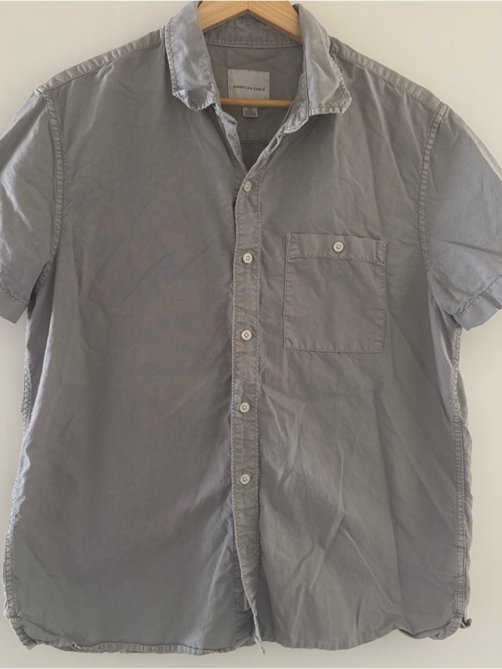 American Eagle Outfitters Men’s Short-Sleeve Button-Down Shirt - Light Gray